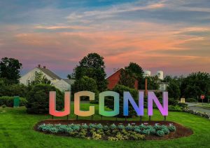 UConn sign at entrance to campus.
